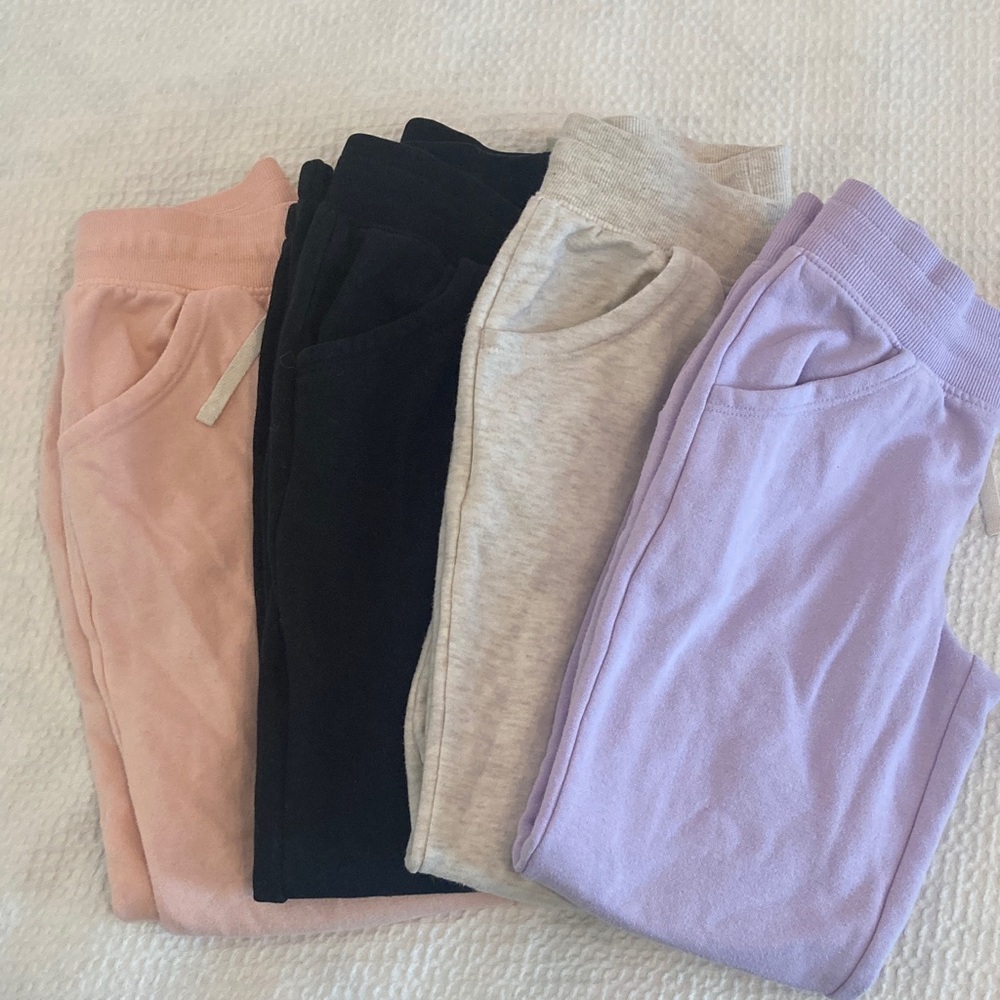Kids Cozy Cuffed Joggers Set of 4- Pink, Black, Oatmeal, and Lilac